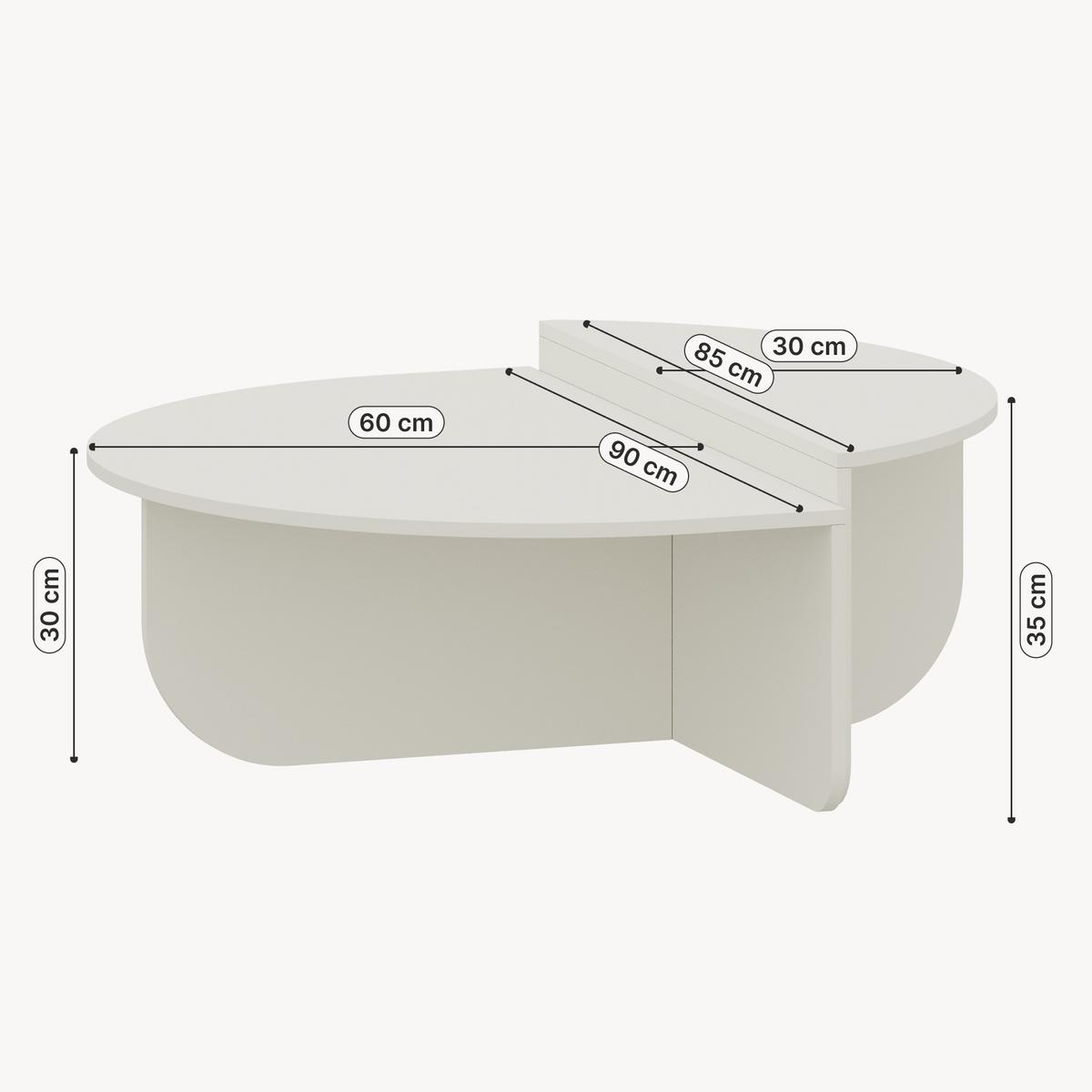 COUCHTISCH Tondesdaslo 90/90/35 cm - Weiß, Holzwerkstoff (90/90/35cm) - [en.casa]
