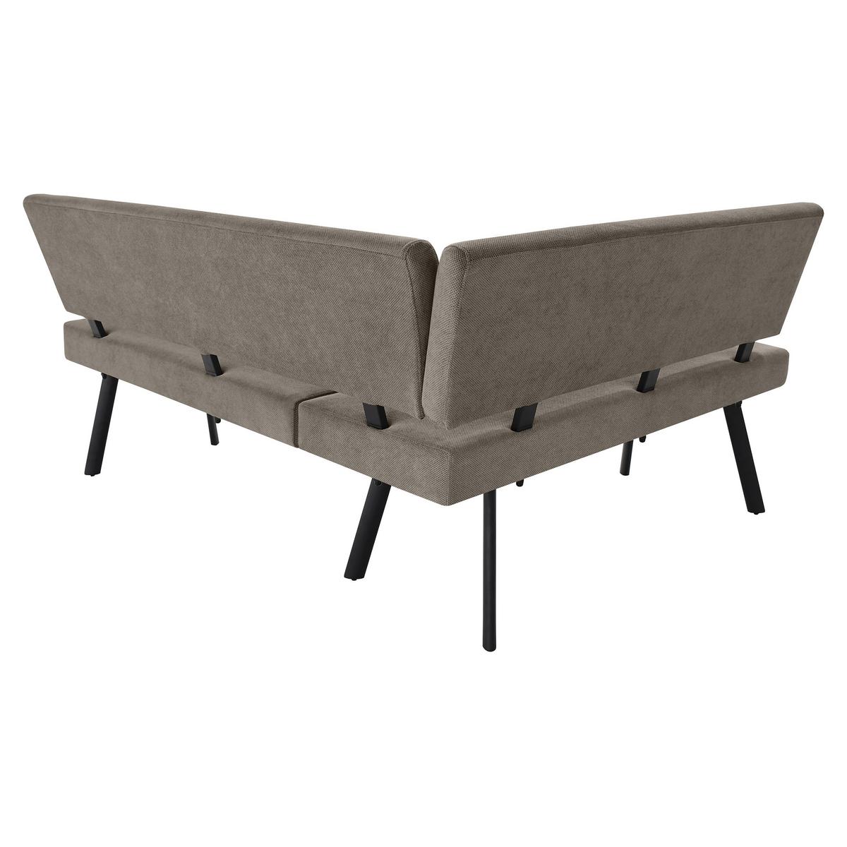 ECKBANK Zerra 192x153 cm, mit Metallbeinen, Curio-Stoff, Braun - Schwarz/Braun, Metall (192/153cm) - Beautysofa