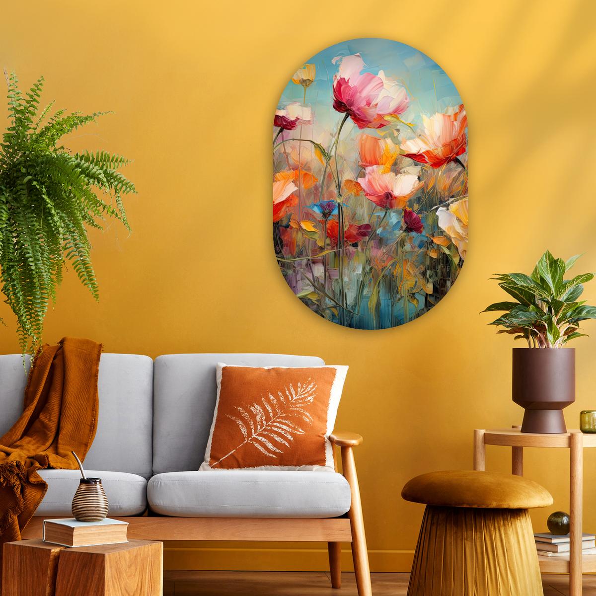 WANDBILD Blumen - Aquarell - Kunst - Botanisch - Natur Wanddeko Schlafzimmer 60x90 cm - Orange, Kunststoff (60/90cm) - MuchoWow