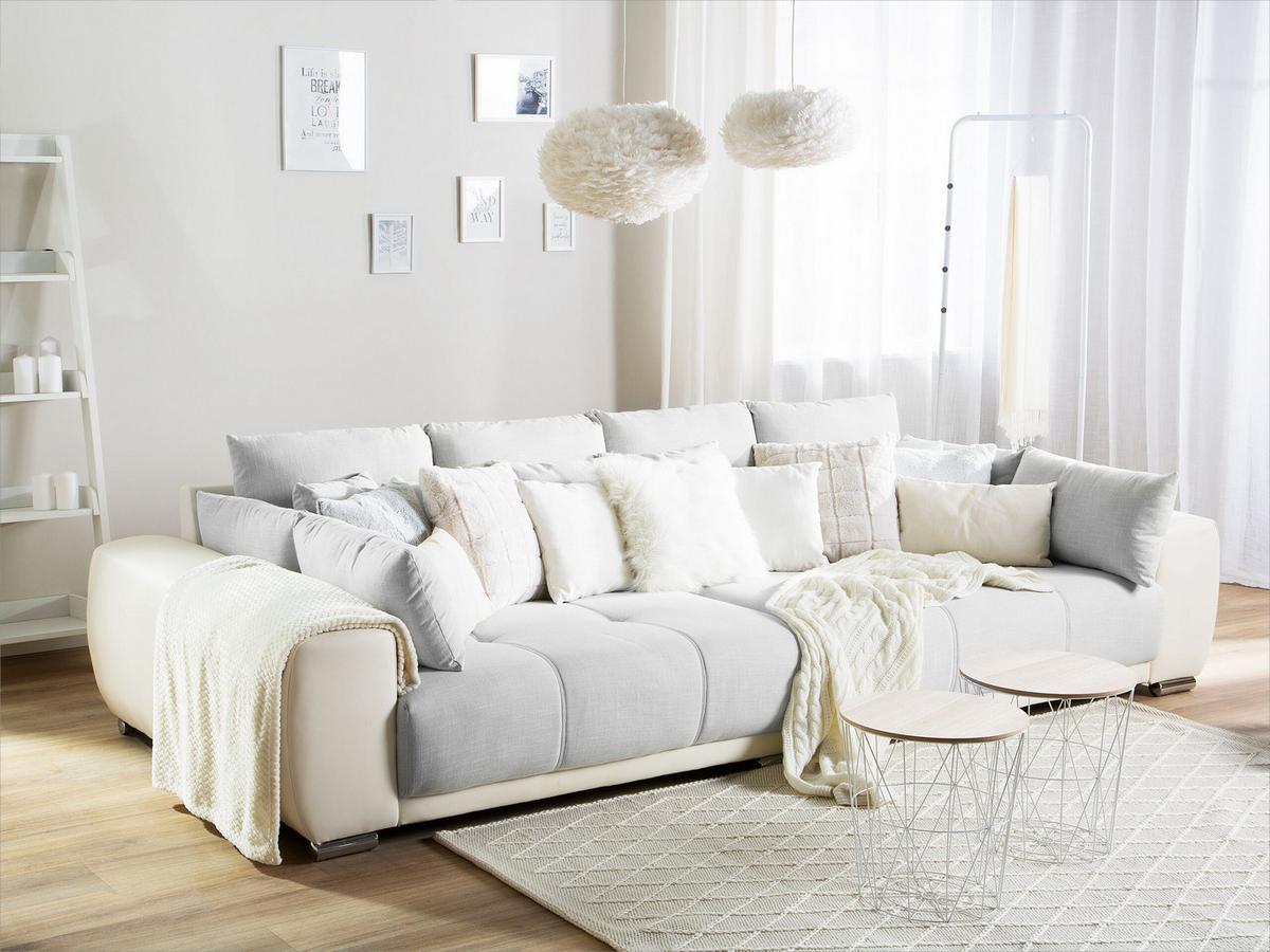 4-SITZER-SOFA Polsterbezug Hellgrau Torpo - Beige/Hellgrau, Textil (308/84/136cm) - Beliani