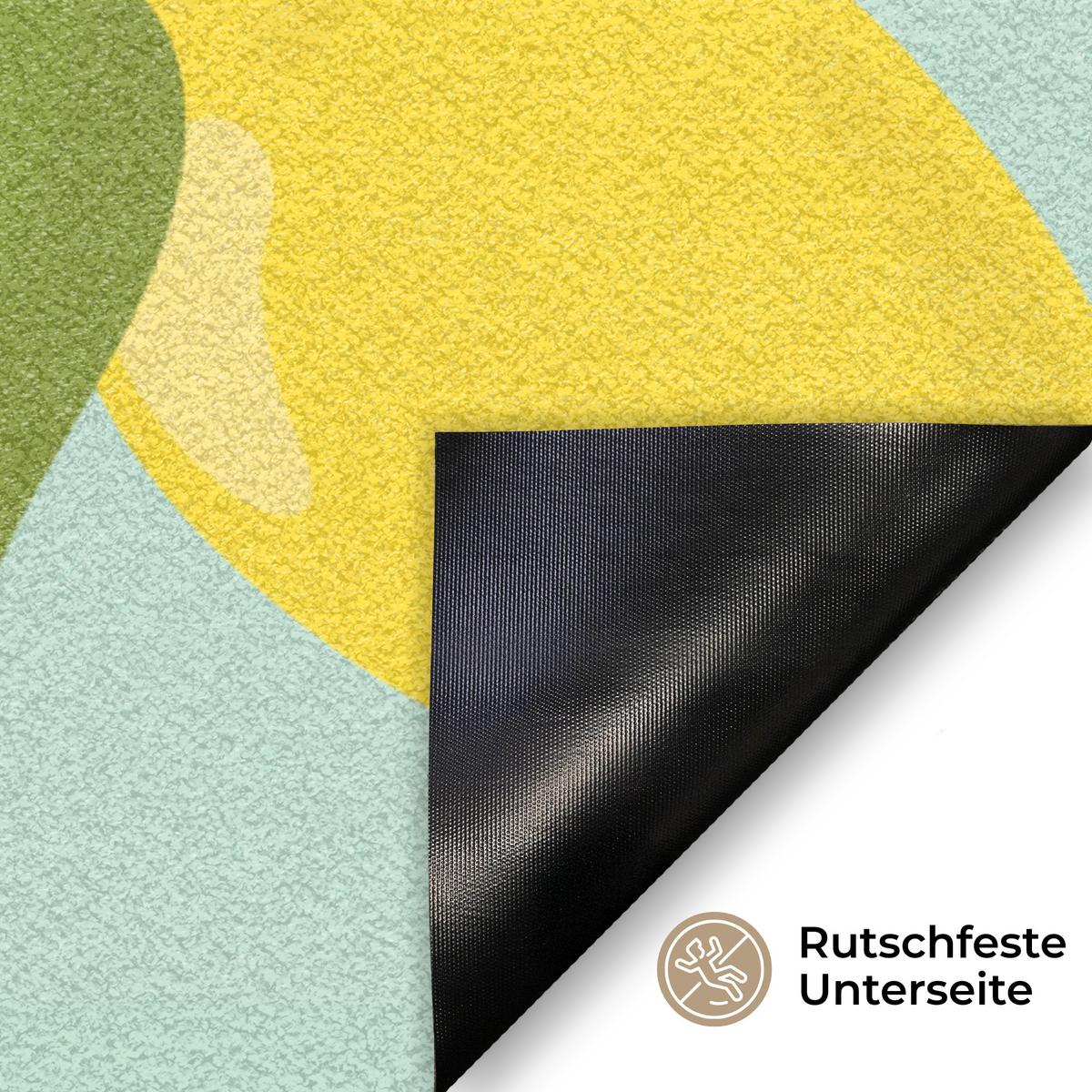 FUSSMATTE Muster Zitronen - Gelb - Blau - Muster - Früchte Flurteppich 60x40 cm - Gelb, Kunststoff (60/0.4cm) - MuchoWow