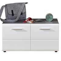 GARDEROBENBANK Hochglanz weiß, Sardegna grau 80 x 41 cm, Schuhbank mit Türen - Weiß Hochglanz/Silberfarben, Holzwerkstoff/Kunststoff (80/35/41cm) - Top.Furn