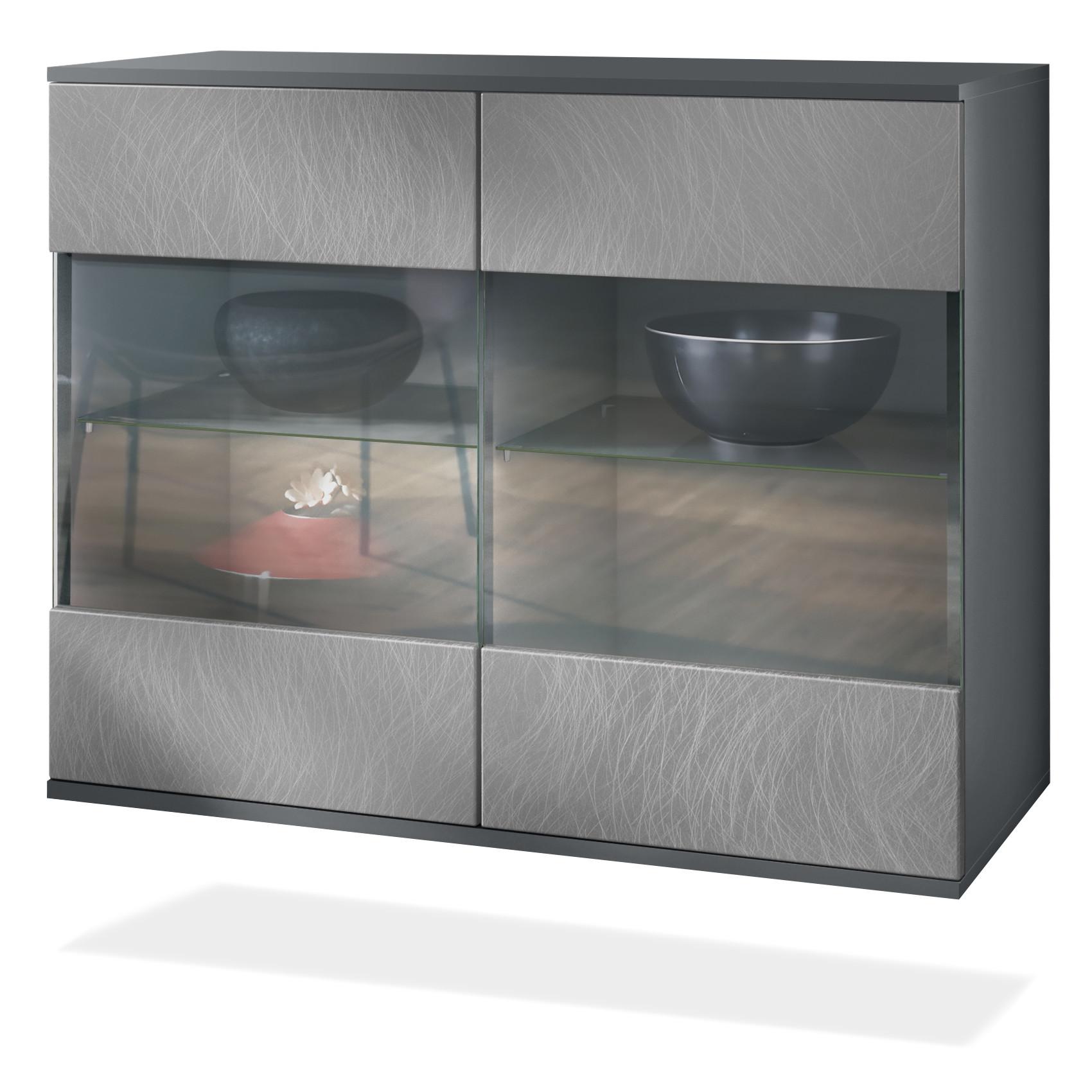 KOMMODE Bari Scratchy Metal - Silberfarben, Holzwerkstoff (92.5/73.5/35cm) - Vladon