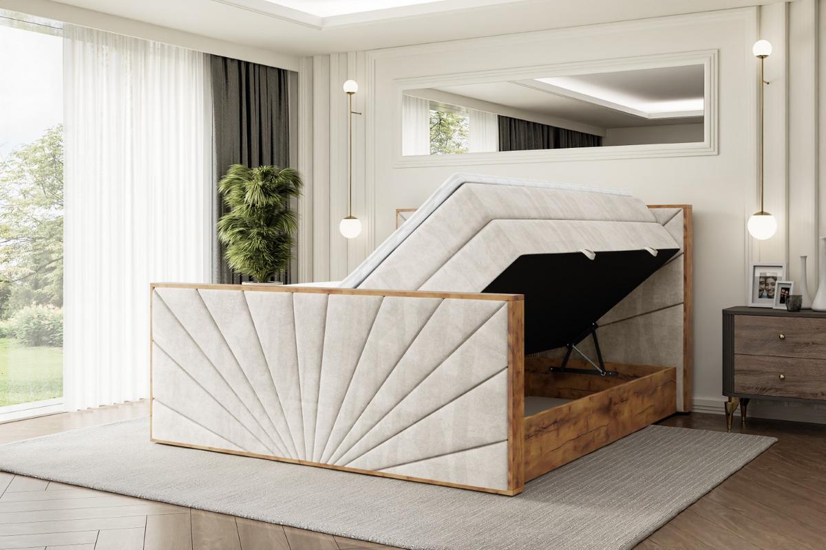 BOXSPRINGBETT mit Matratze H3|H4 und Lattenrost - LOLLI6-Z KING-180x200 - Beige Casablanca - Beige, Holzwerkstoff (180/200cm) - ALTDECOR