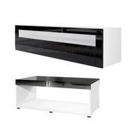 WOHNZIMMERSET Berlin Schwarz Hochglanz - Schwarz Hochglanz, Holzwerkstoff (155/46/40cm) - Vladon
