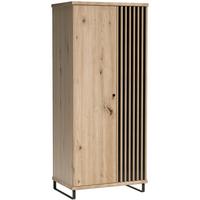 DREHTÜRENSCHRANK Caya mit zwei Türen und Metallbeinen, eiche Artisan - Schwarz/Eiche Artisan, Holzwerkstoff/Metall (86/201/58cm) - Beautysofa
