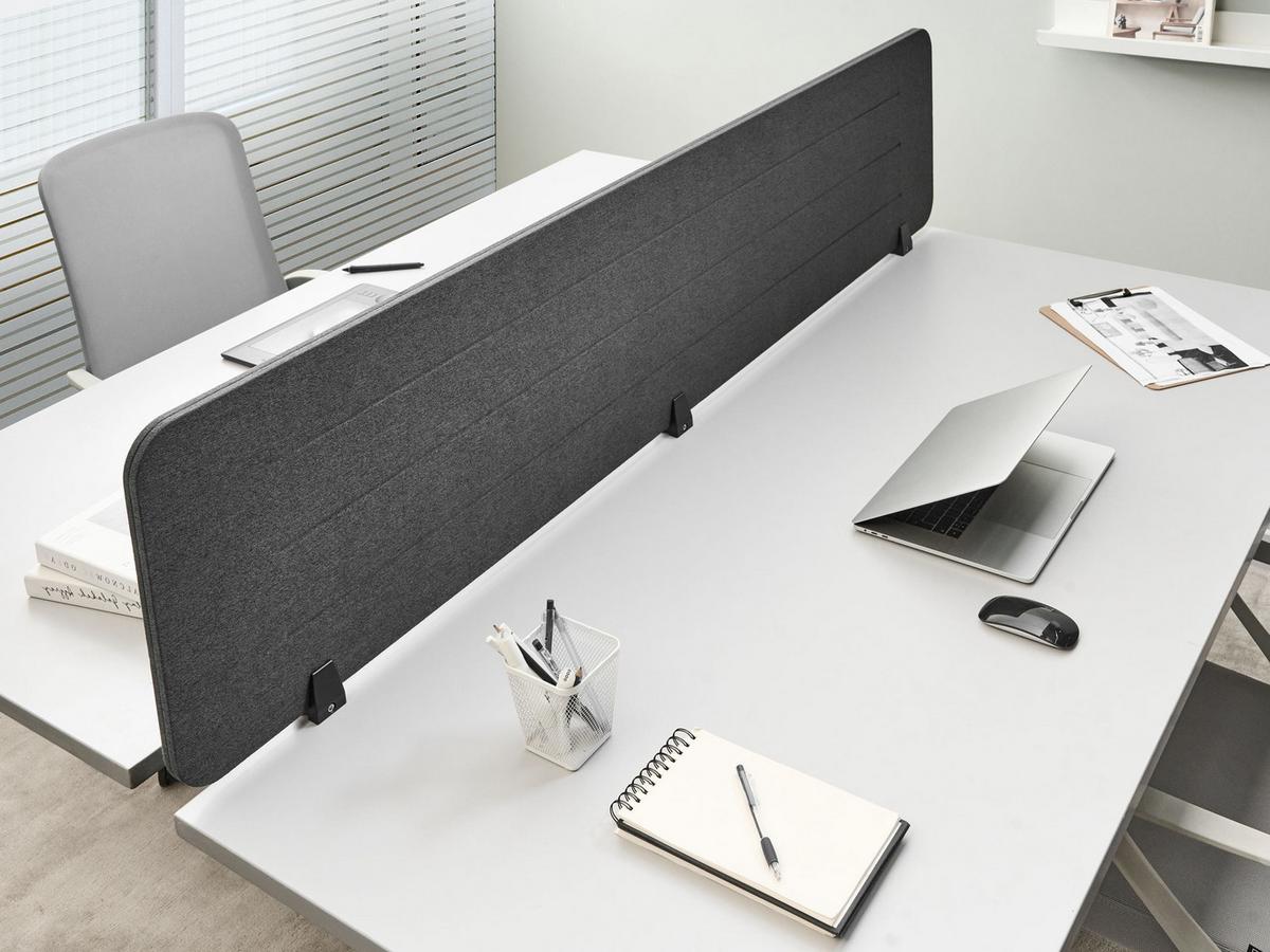 SCHREIBTISCHTRENNWAND 180/40 cm Dunkelgrau Ziggy - Dunkelgrau, Textil (180/40/2cm) - Beliani