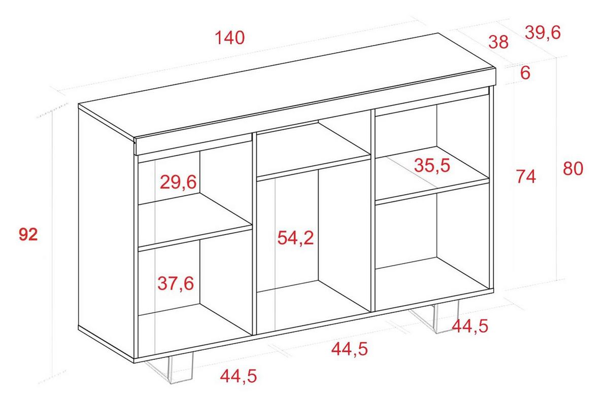 SIDEBOARD eiche/schwarz, 140/40/92cm - Beige/Multicolor, Holzwerkstoff (140/92/40cm) - Skraut Home
