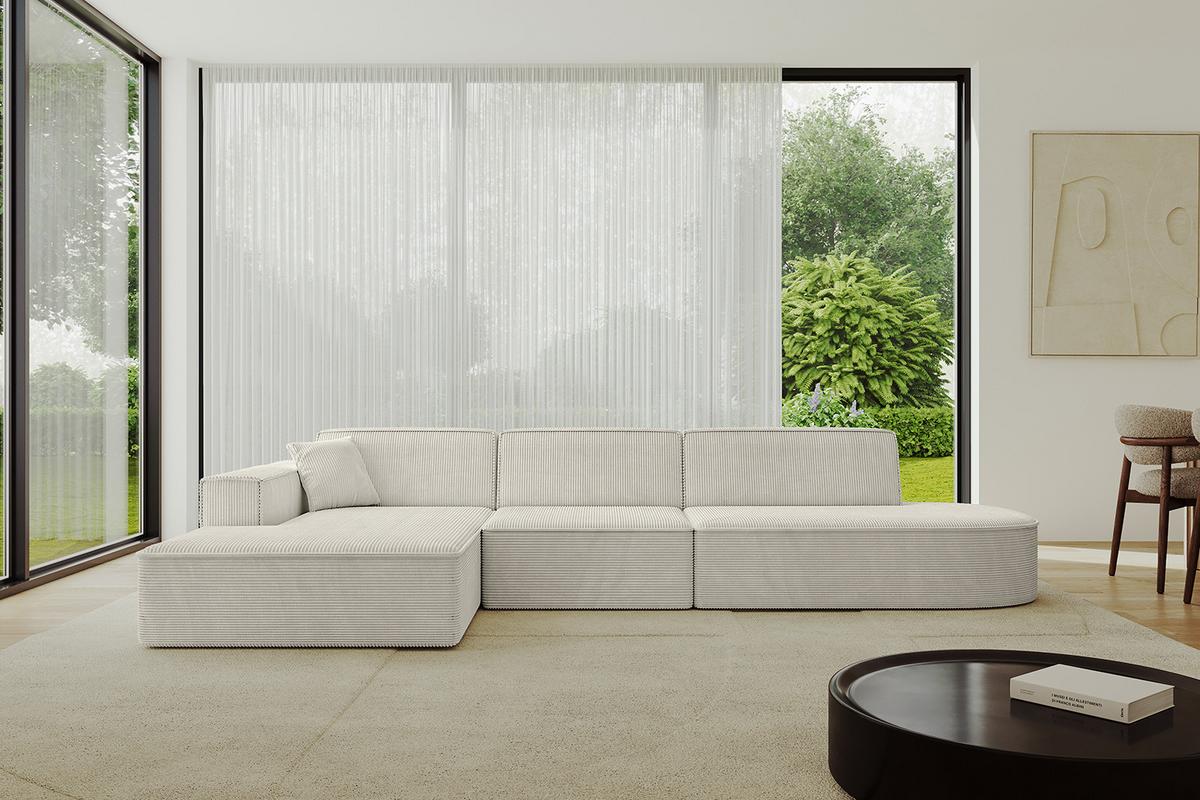ECKSOFA Ottomane Links IREA-L2-v4 - 327x165x77 cm Creme - Ecru/Creme, Holzwerkstoff/Textil (327/165cm) - ALTDECOR
