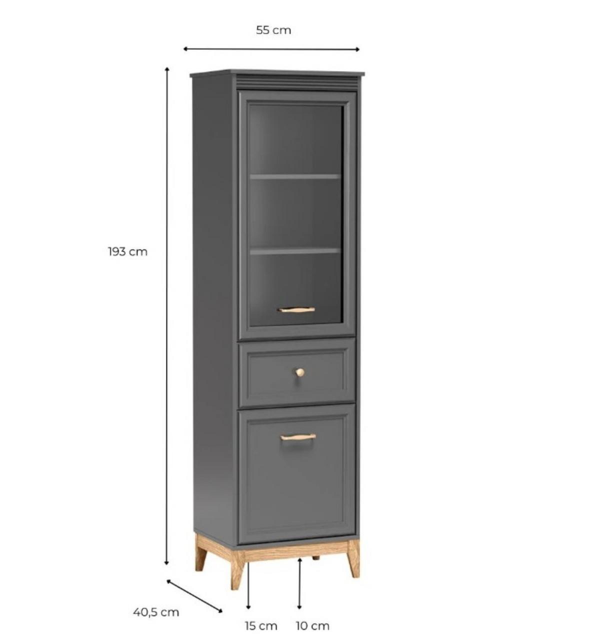 VITRINE SUOLO 193 / 55 cm in Grau - Grau, Holzwerkstoff (55/193/40.5cm) - MASSENO