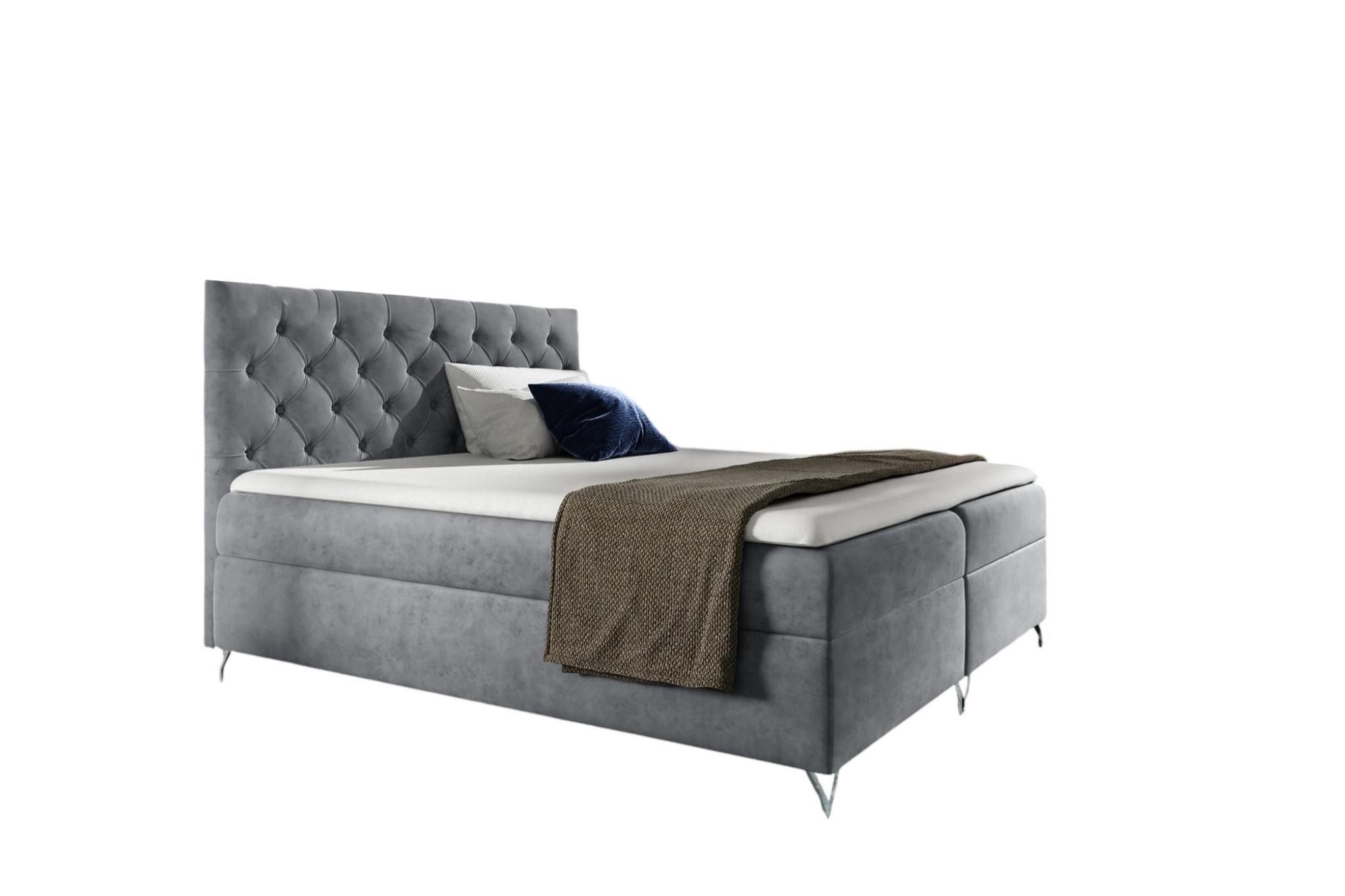 BOXBETT Ambre In überlänge - Grau, Holzwerkstoff/Textil (120/220cm) - Fun Möbel