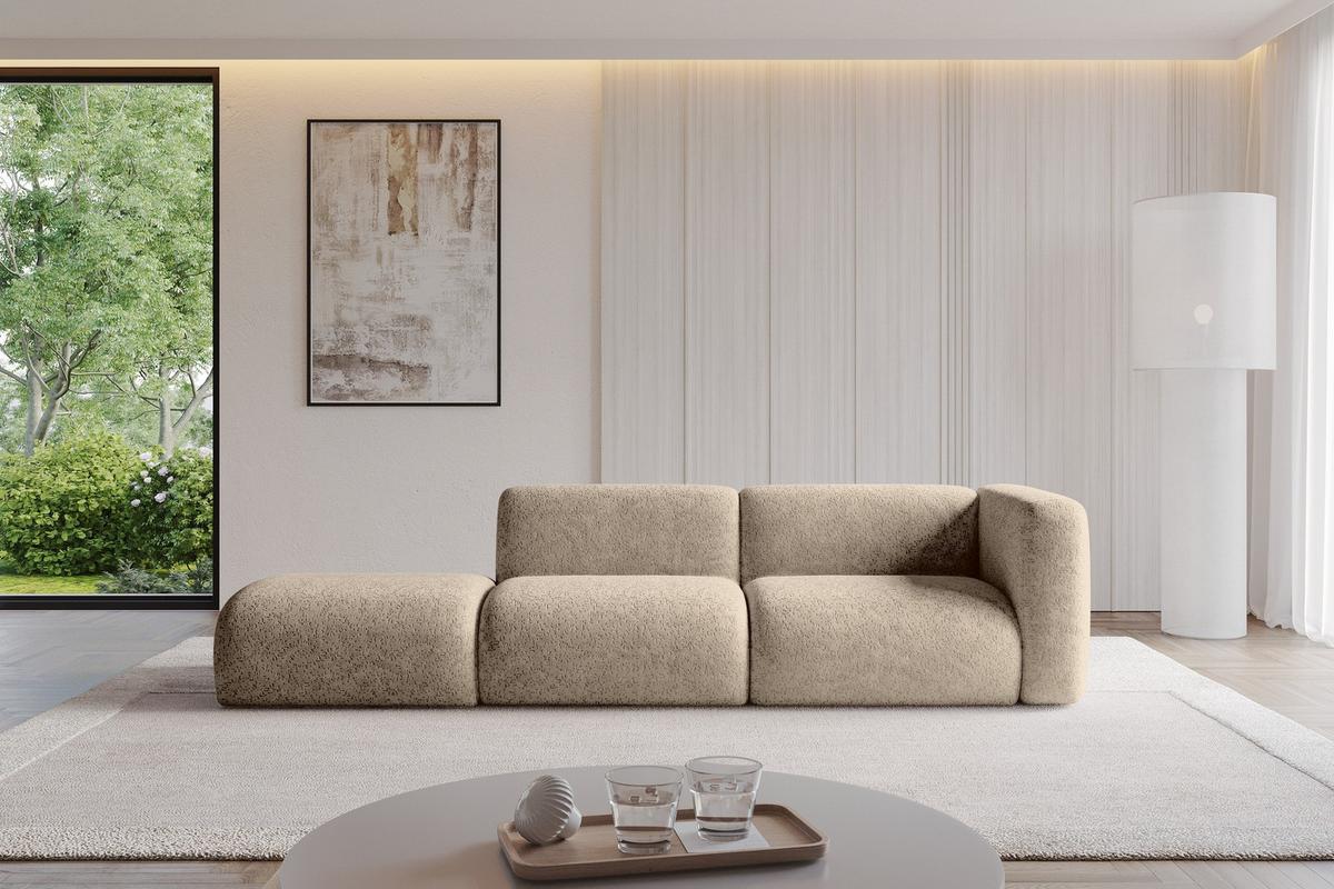 SOFA Ottomane Rechts MIRA-S3 296x89x70 Braun Velours - Schwarz/Braun, Holzwerkstoff/Kunststoff (296/70/89cm) - ALTDECOR