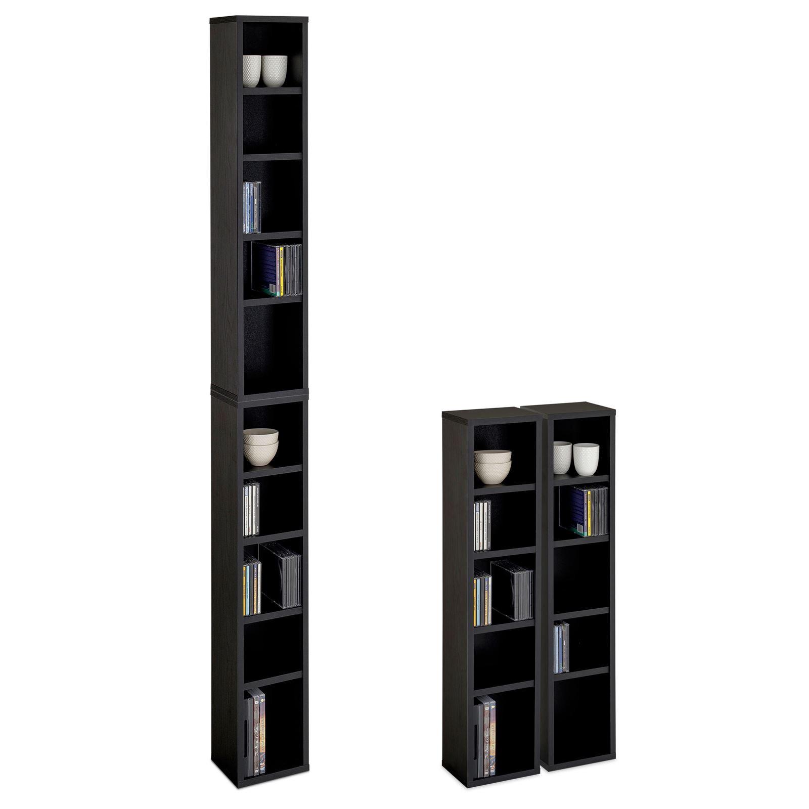 CD/DVD- REGAL CHART Esche schwarz - Schwarz, Holzwerkstoff (20/186/17cm) - CARO-Möbel