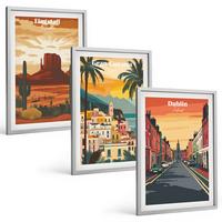 BILDER SET 3er Set - 40x60 cm Silberner Rahmen - Landschaften natürlicher Städte - Silberfarben, Kunststoff (40/60cm) - TULUP