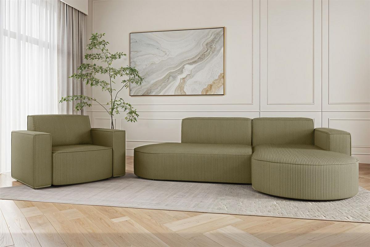 SOFASET Palma In Scala - Opal, Holzwerkstoff/Textil (236/78/165cm) - Fun Möbel