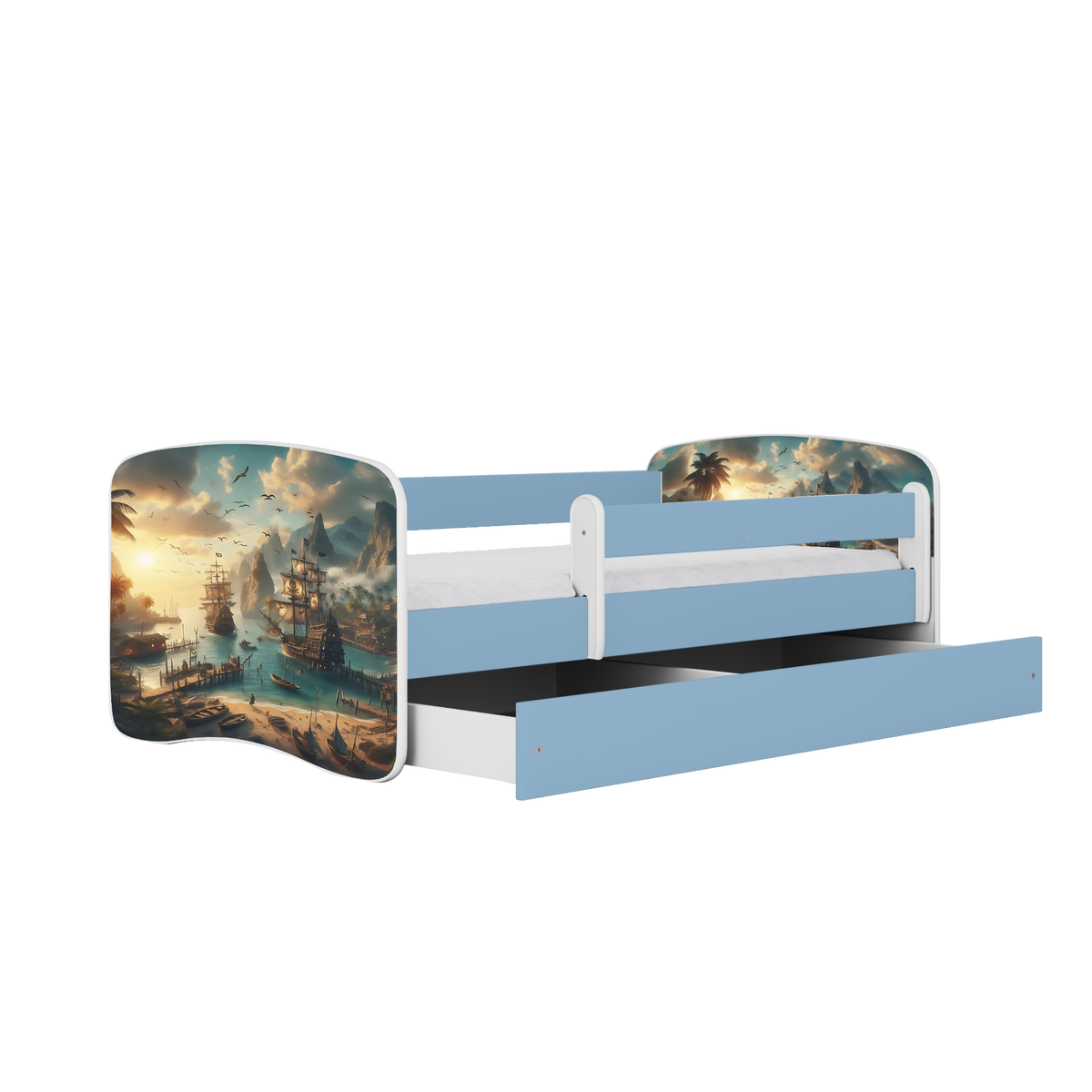 KINDERBETT Schiff mit Schublade 180/80 90/61/184 - Blau, Holzwerkstoff (80/180cm) - RAUMHIRSCH FURNITURE