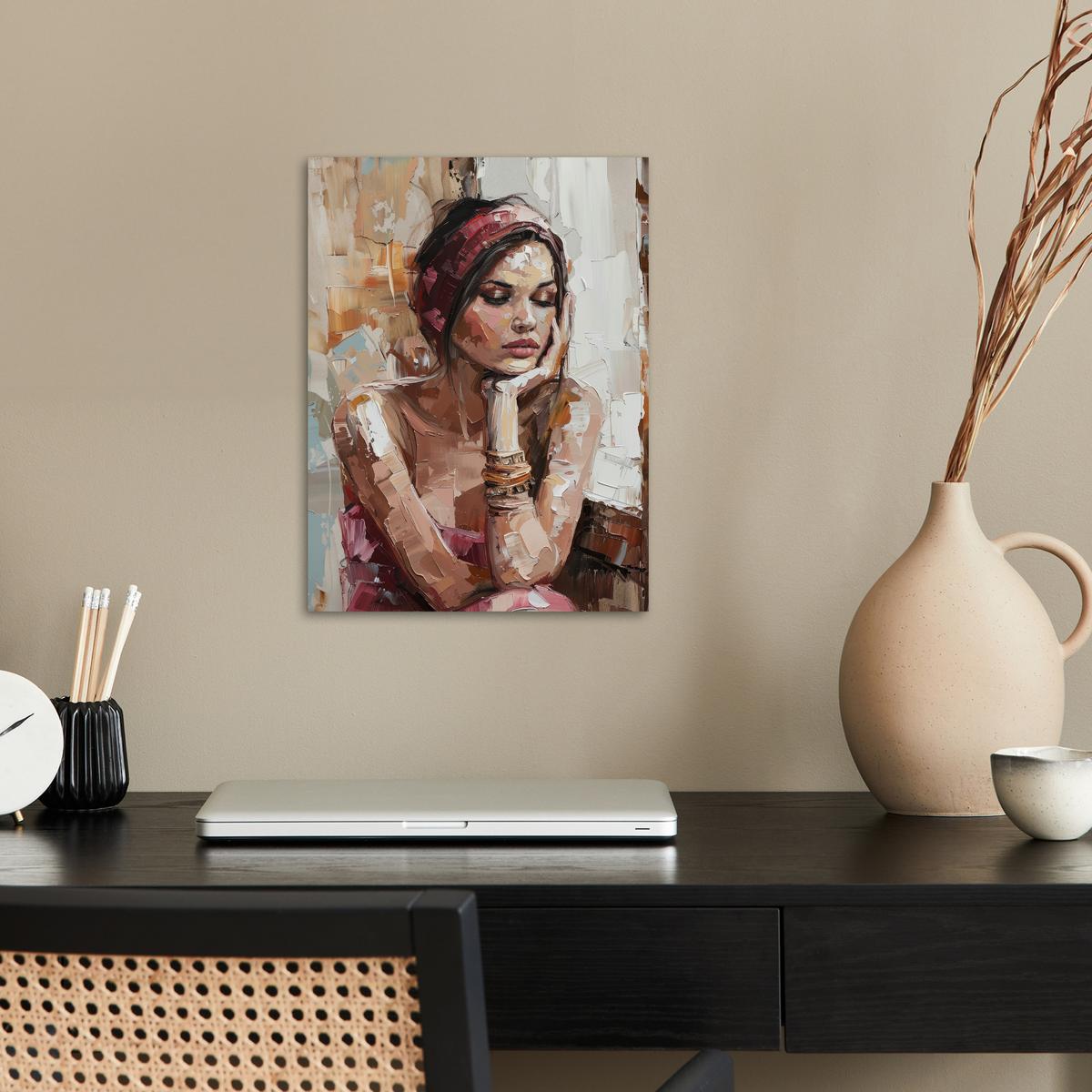 POSTER Frau - Lackierung - Porträt - Modern Wandbilder 30x40 cm - Altrosa, Papier (30/40/0.1cm) - MuchoWow