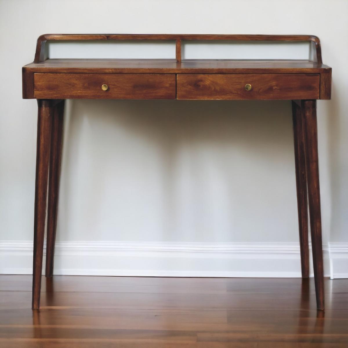 KONSOLE Elevated Kastanie, 2 Schubladen, Dunkelbraun - Dunkelbraun/Messingfarben, Mangoholz/Holz (45/100/88cm) - Artisan Furniture