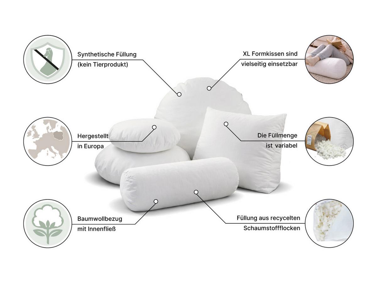 BODEN-/RUNDKISSEN Rund PublikUp gefüllt mit Schaumstoffflocken 60 cm Ø - Weiß, Naturmaterialien/Textil (60cm) - beties Heimtextil