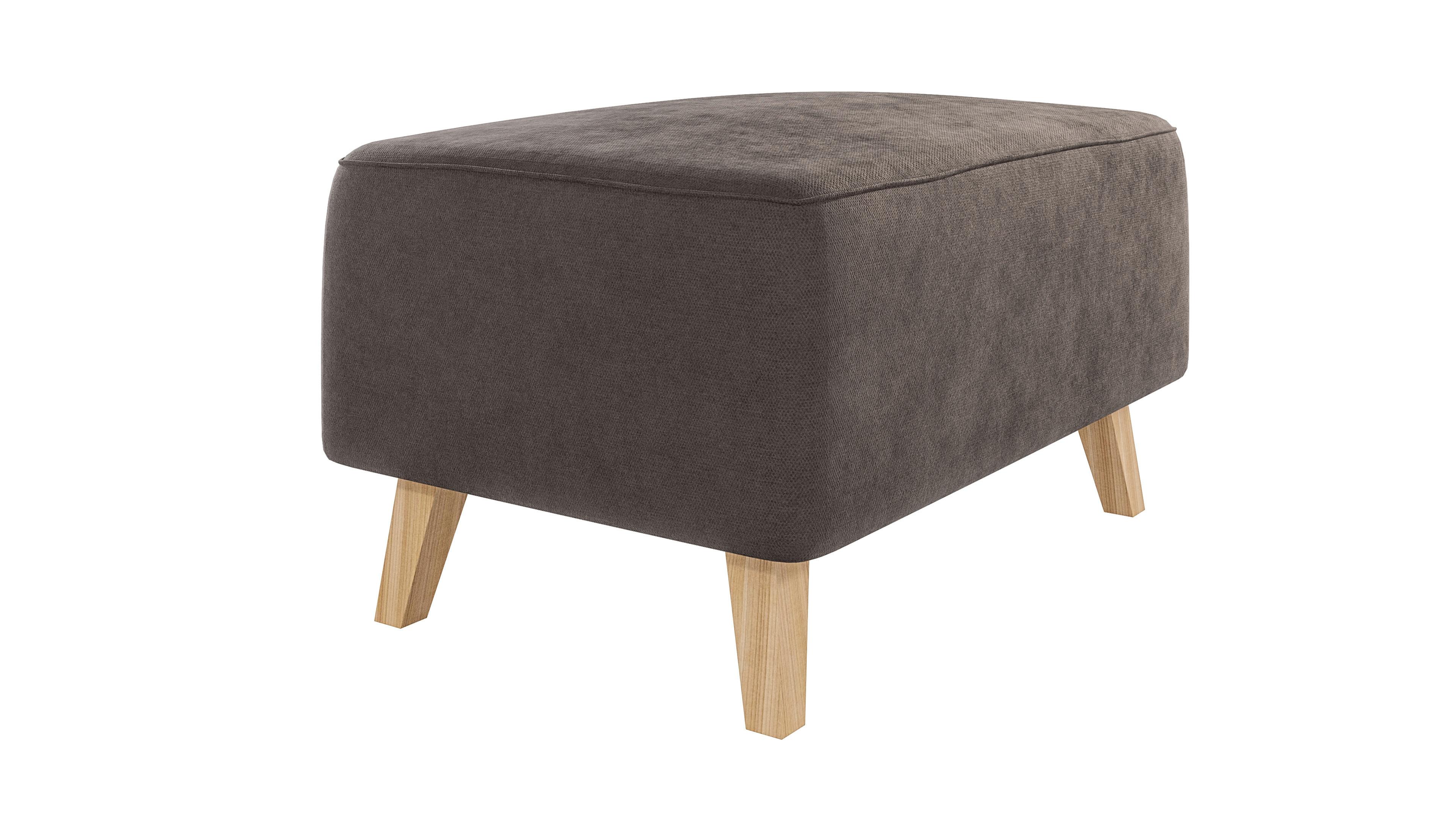 HOCKER Mario Braun - Khaki Microfaser - Braun/Naturfarben, Buchenholz/Textil (95/51/63cm) - S-Style Möbel