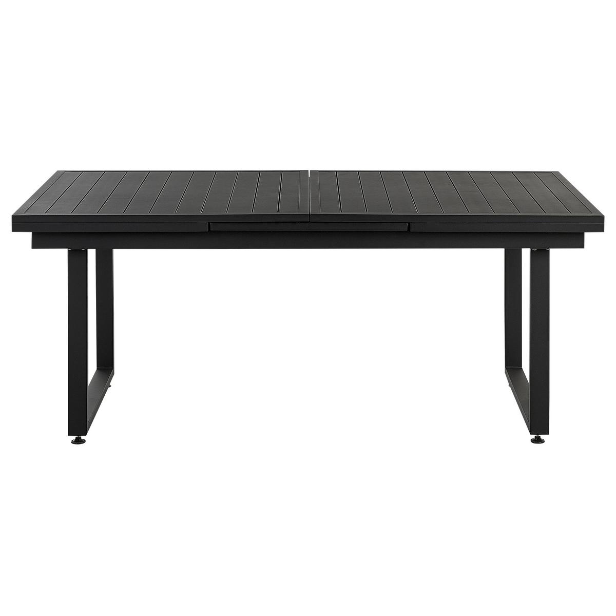 GARTENMÖBEL SET 8-Sitzer Aluminium schwarz Auflagen grau Valcanetto/Taviano - Hellbraun/Schwarz, Metall - Beliani