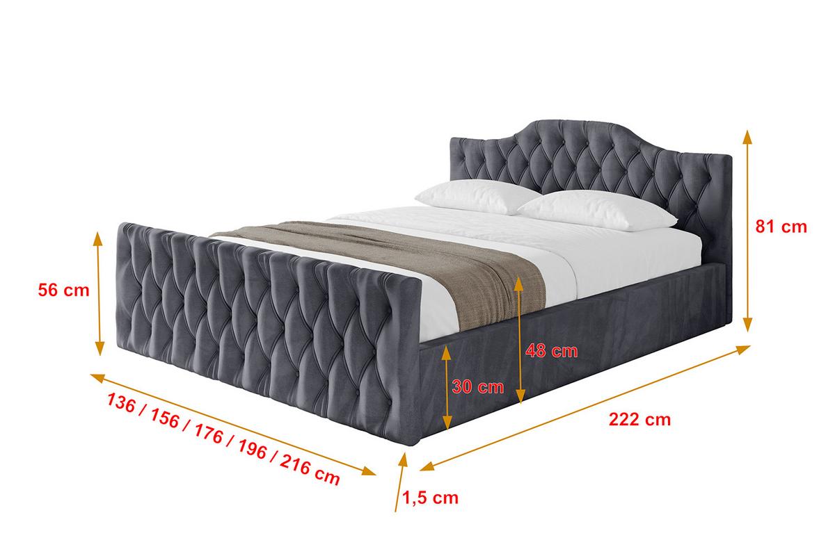 POLSTERBETT mit Bettkasten, Fußteil und Lattenrost, Boxbett mit Matratze H3/H4 - FALIO-Z-V1 120x200 Dunkelgrau - Dunkelgrau, Holzwerkstoff/Textil (120/200cm) - ALTDECOR