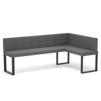 ECKBANK rechts SANA U Webstoff gesteppt, 168/128 cm Dunkelgrau - Dunkelgrau, Textil/Metall (128/168cm) - Idohome