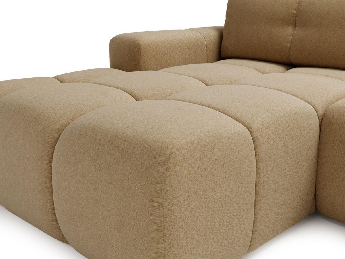 ECKSOFA Montero Bouclé-Stoff Hellbraun Rechts - Hellbraun, Holz/Textil (280/177cm) - Graingold