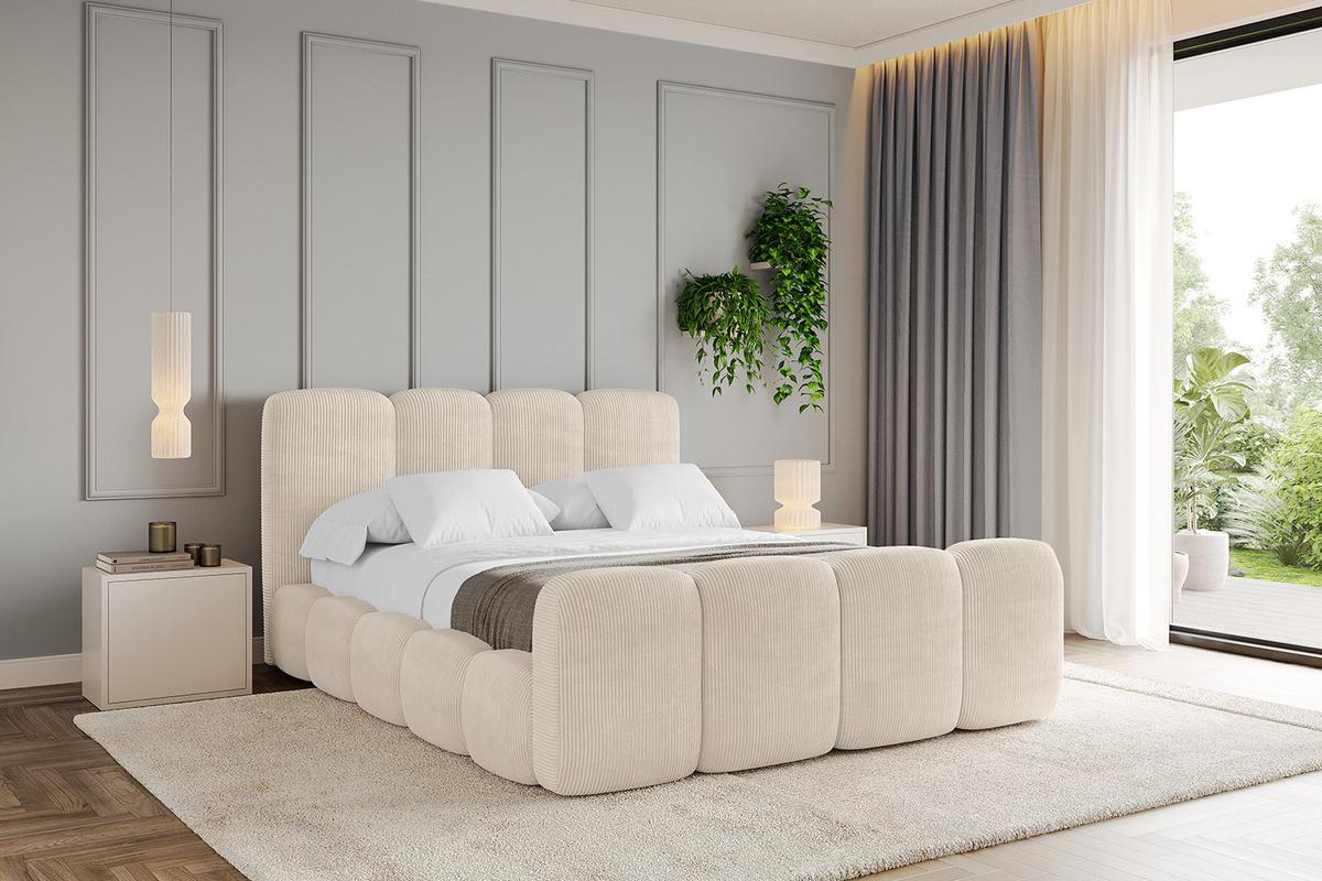 POLSTERBETT mit Bettkasten, Fußteil und Lattenrost, Boxbett ohne Matratze - KALA-Z 180x200 Beige - Creme, Holzwerkstoff/Textil (180/200cm) - ALTDECOR