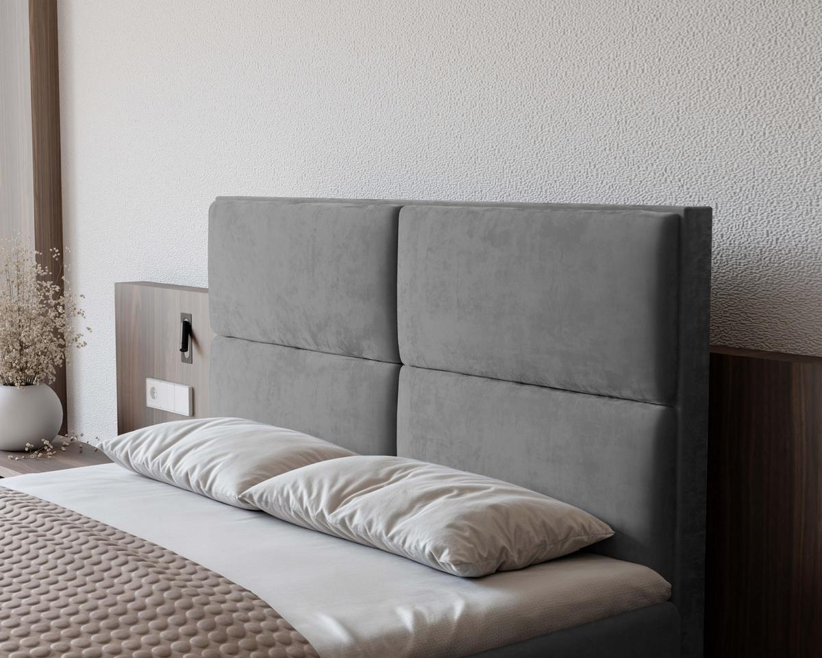 BOXBETT 120x200 cm mit Topper - Hellgrau, Holzwerkstoff/Textil (140/200cm) - Idohome