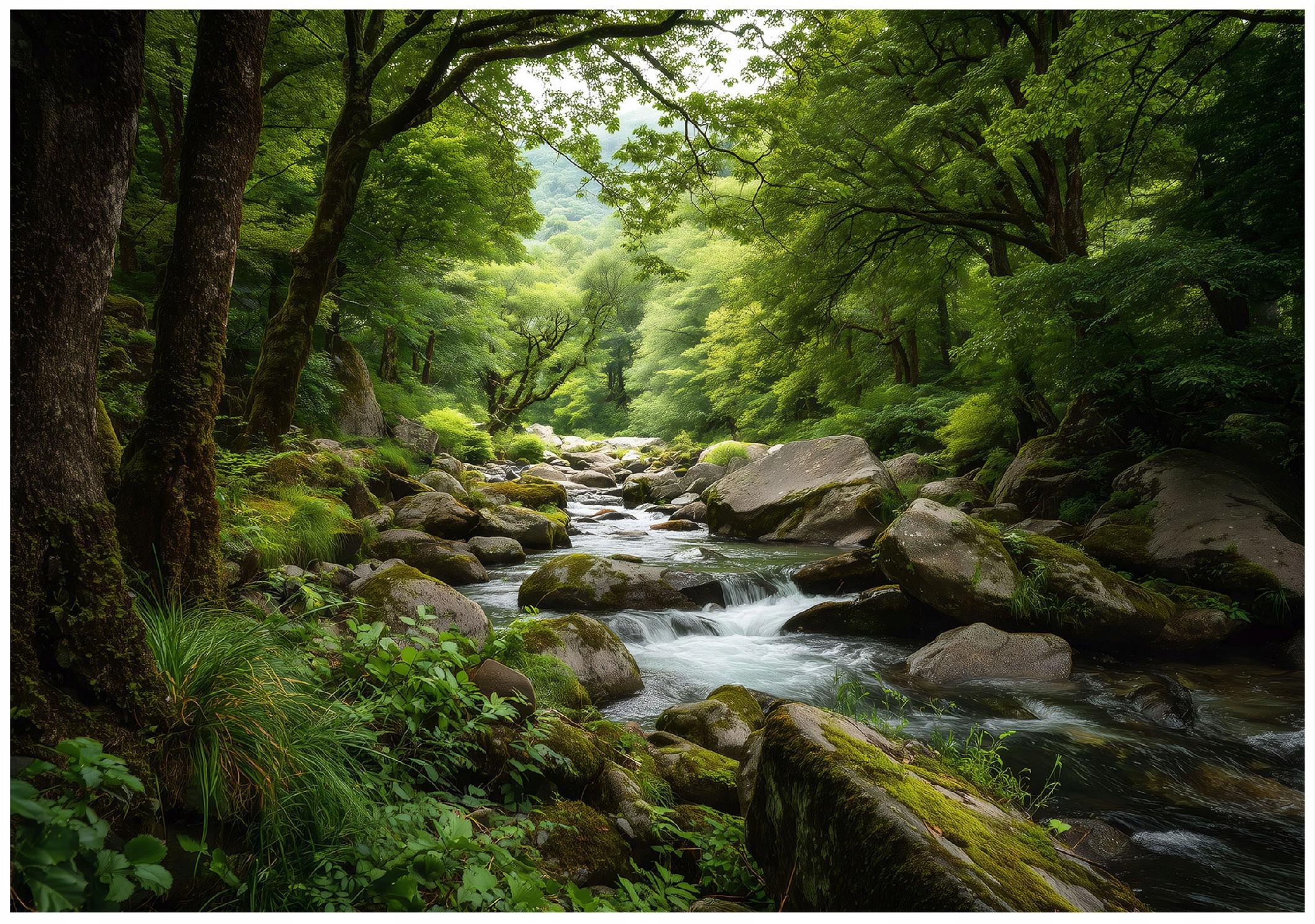 FOTOTAPETE Wald Natur Grün 350x250 cm - Multicolor, Papier (350/250cm) - Wallarena