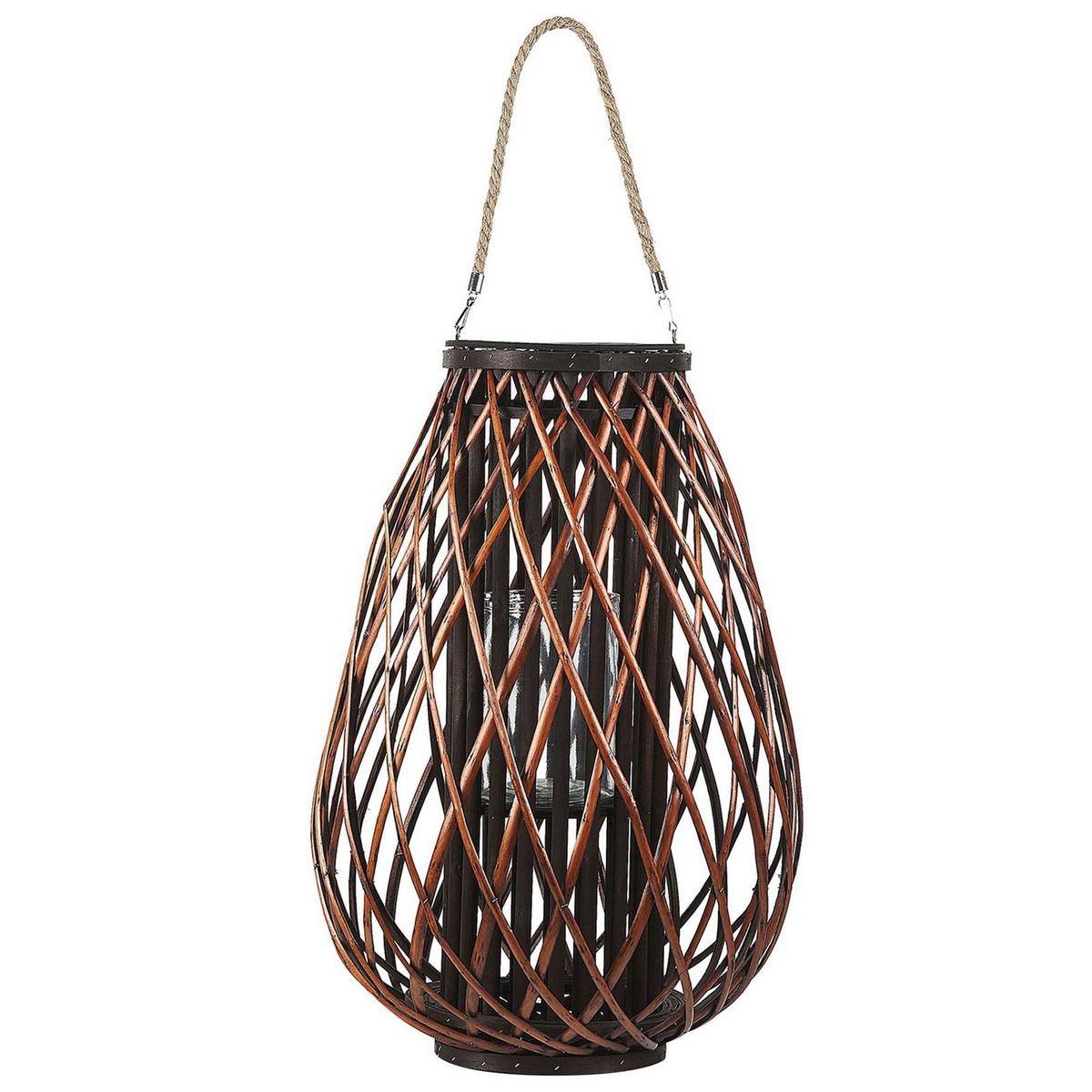 LATERNE Braun Kiusiu - Braun, Holz (40/60/40cm) - Beliani