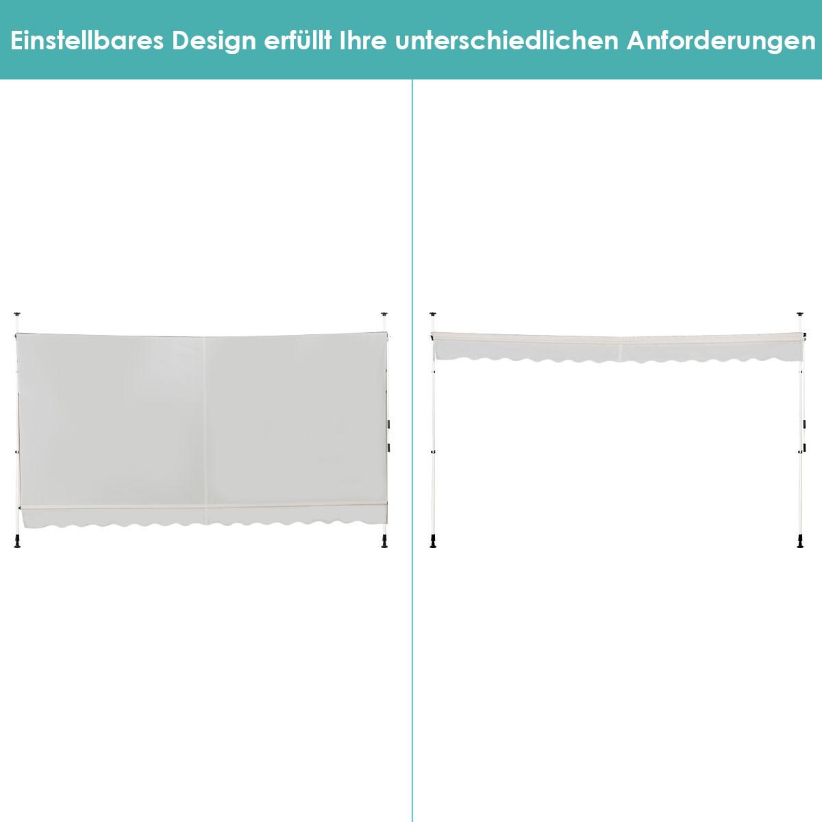 KLEMMMARKISE 400cm Beige - Beige, Metall (395/300/125cm) - COSTWAY