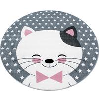 KINDERTEPPICH TASNA, mit Katzen-Motiv, Rosa, Ø 160 cm - Rosa, Textil (160/160cm) - KADIMA DESIGN