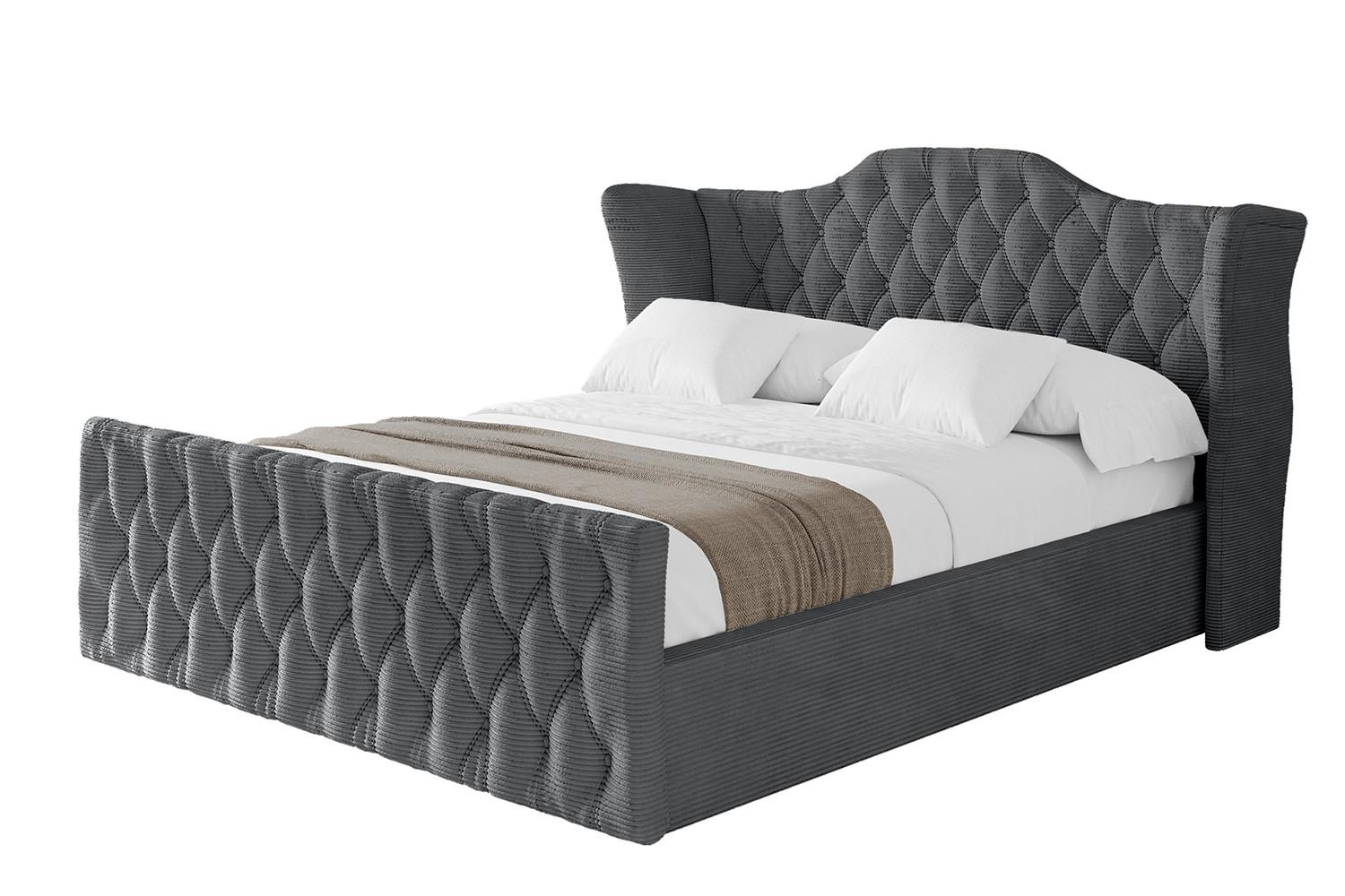 POLSTERBETT mit Bettkasten, Fußteil und Lattenrost, Boxbett ohne Matratze - ZORAN-Z 180x200 Dunkelgrau - Anthrazit, Holzwerkstoff/Textil (180/200cm) - ALTDECOR