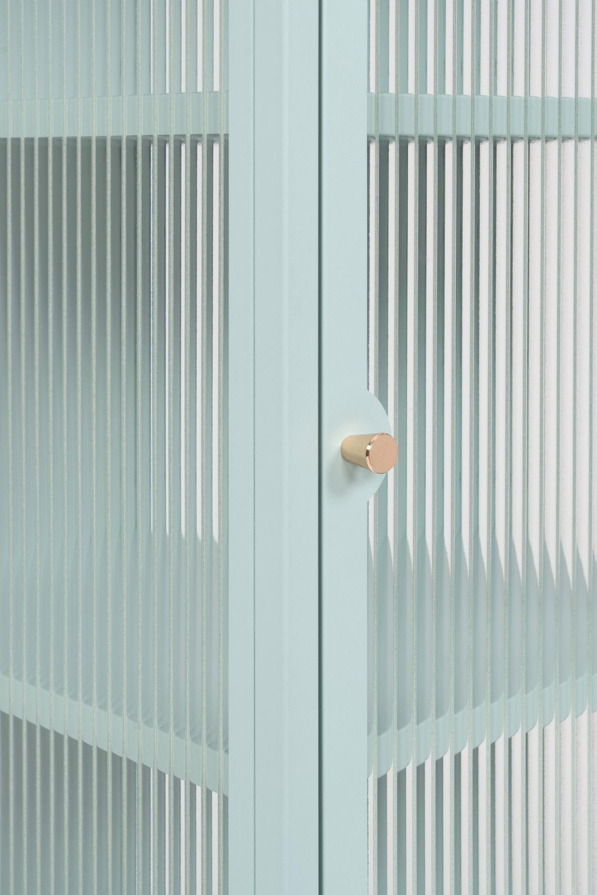 KOMMODE Metall mintgrün 80 cm, Vitrine mit stabilem Metallgestell - Goldfarben/Mintgrün, Glas/Metall (80/101.5/40cm) - Furn.Design