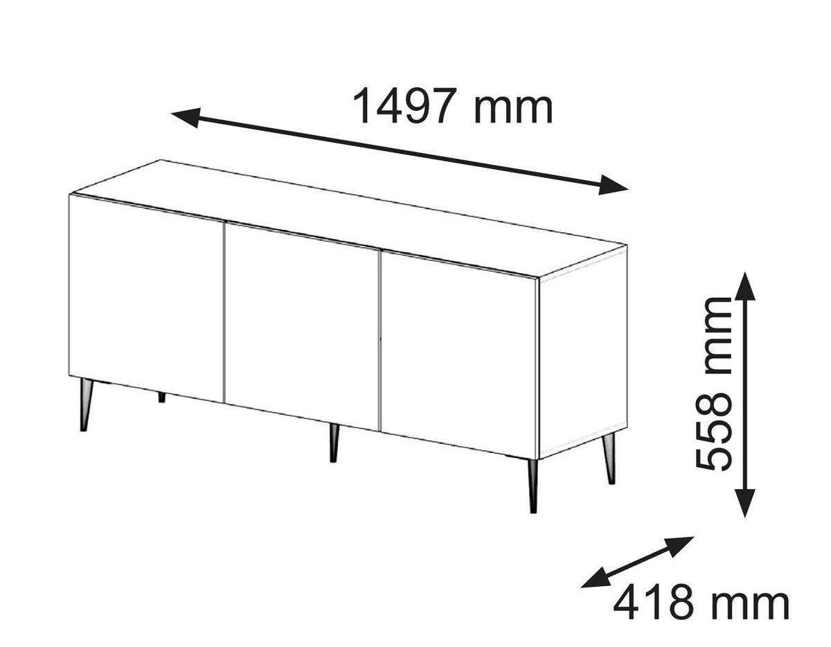 TV LOWBOARD Schwarz, Schwarz, Gold 150/56/42 - Goldfarben/Schwarz, Holzwerkstoff (150/56/42cm) - RAUMHIRSCH FURNITURE