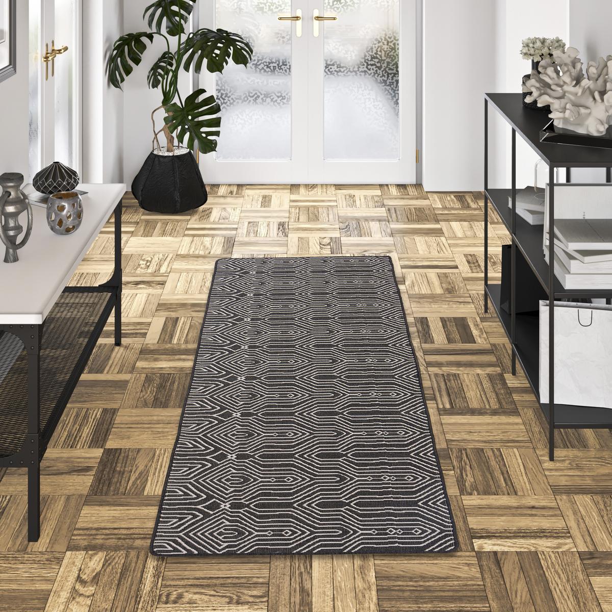 IN- UND OUTDOOR TEPPICH LÄUFER BEIDSEITIG NEWPORT - Schwarz, Textil (100/100cm) - Snapstyle