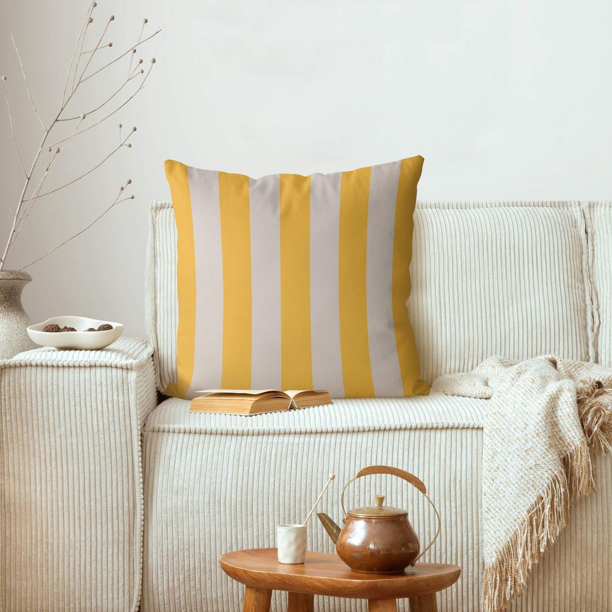 KISSENBEZUG Mighty Mango Große Streifen 40/40 cm - Gelb, Textil (40/40cm) - Bilderwelten