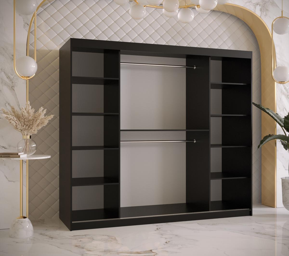 SCHWEBETÜRENSCHRANK 200/200/62 2-türig - Goldfarben/Schwarz, Holz/Kunststoff (200/200/62cm) - MÖBEL KRYSPOL