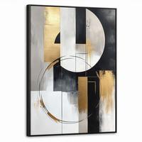 LEINWAND Bilder mit Rahmen - Abstrakt - Gold - Silber - Formen - Ästhetik - 60x80 - Multicolor, Textil (60/80cm) - MuchoWow