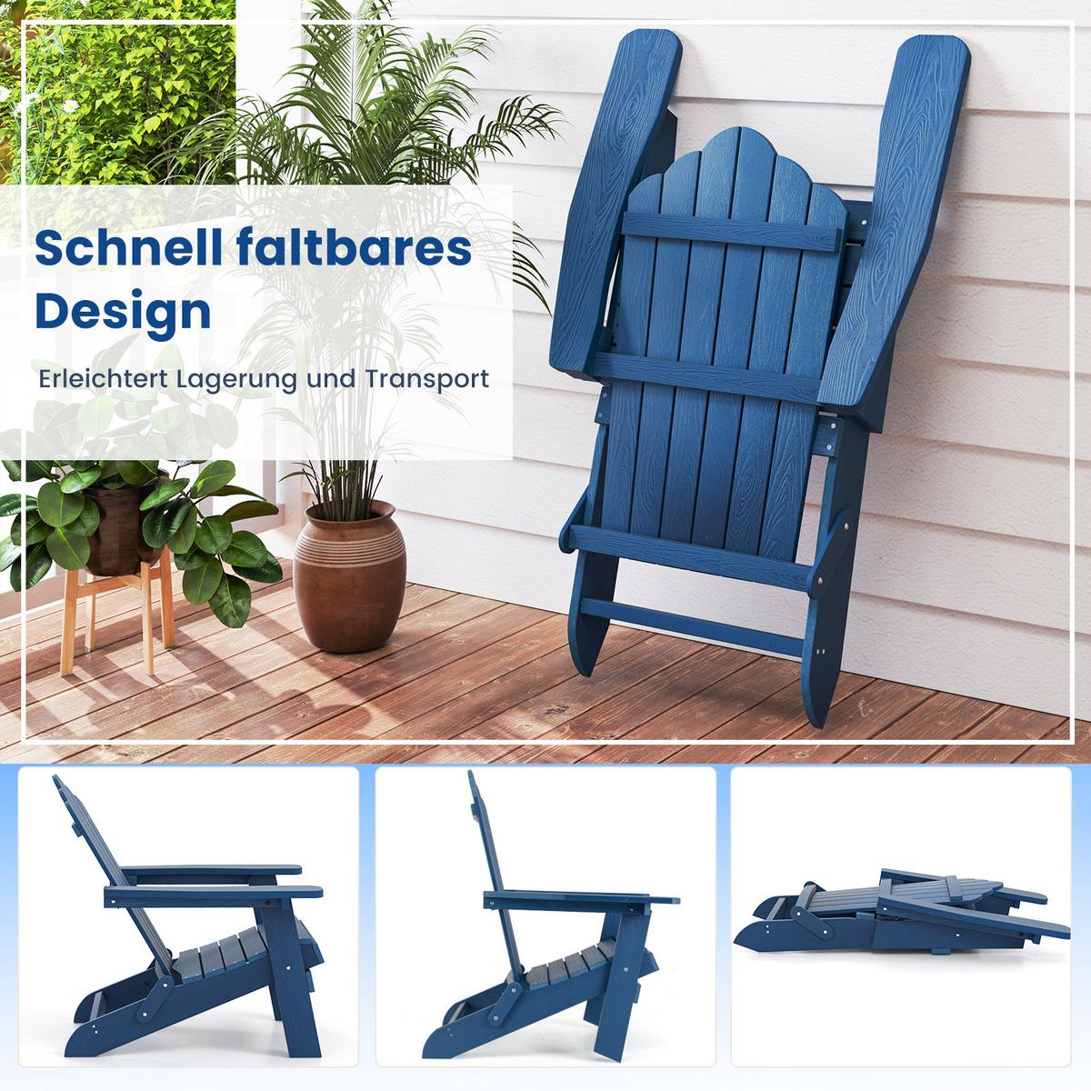 KLAPPSTUHL Marineblau - Dunkelblau, Metall (92/81/78cm) - COSTWAY