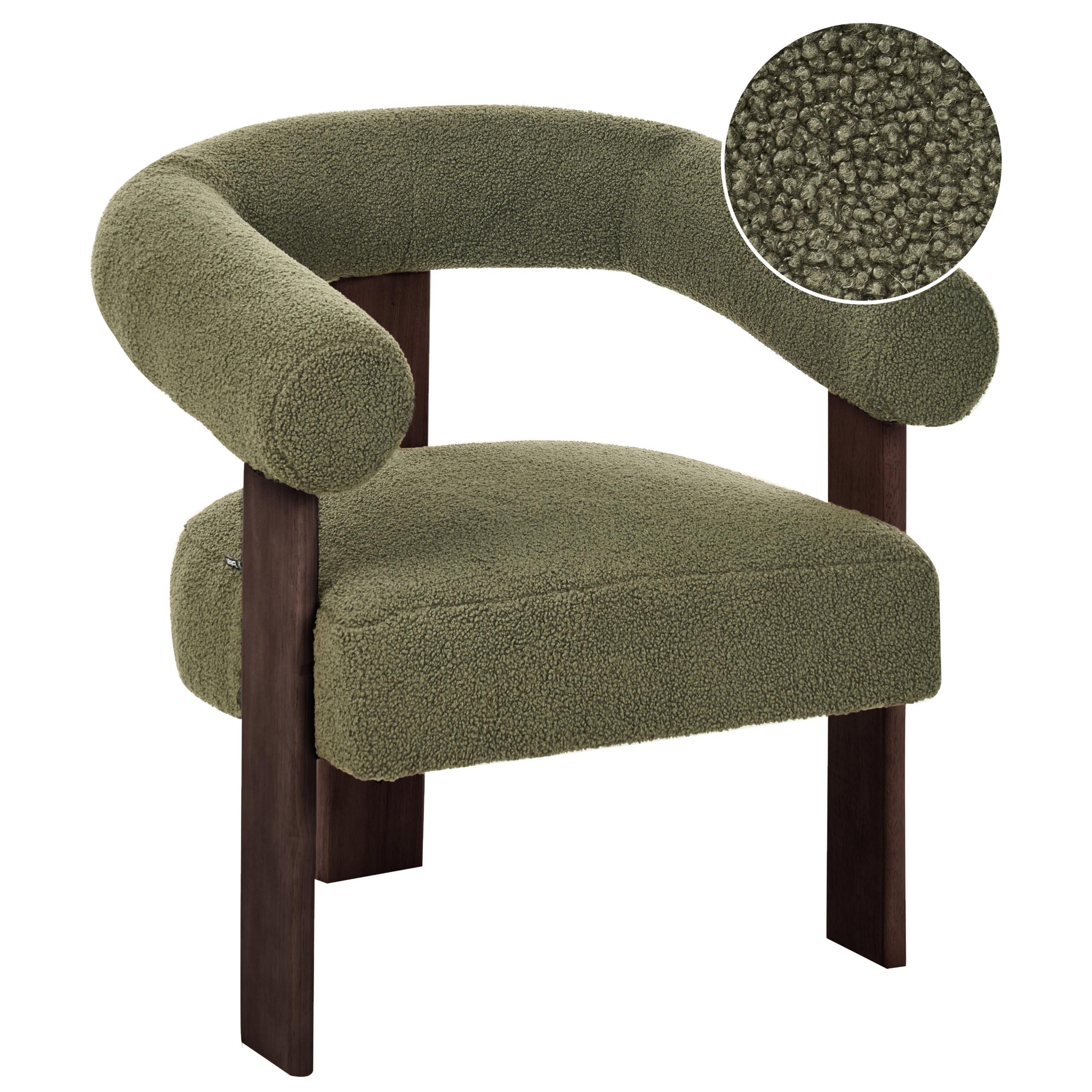 SESSEL Bouclé Grün/Dunkelbraun Ilbro - Braun/Grün, Textil (77/76/68cm) - Beliani