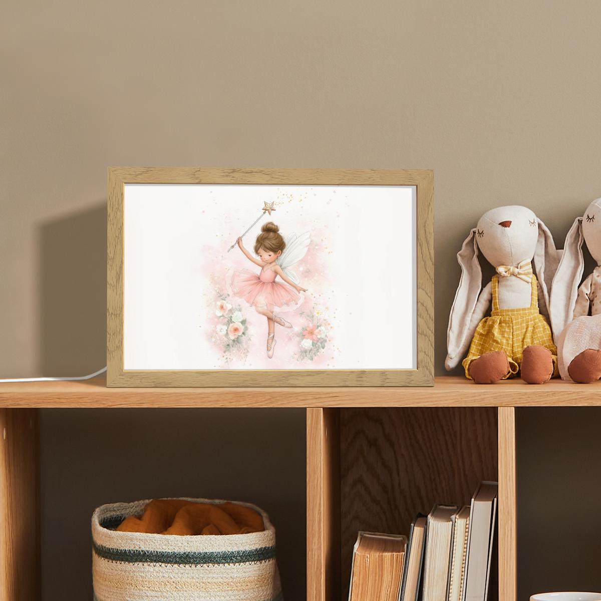 NACHTTISCHLAMPE Ballerina - Fee - Blumen - Rosa 30x20 cm - Rosa, Holzwerkstoff (8/30/20cm) - OnlyWow