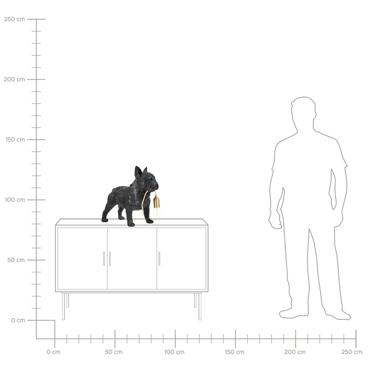 TISCHLAMPE Hund Schwarz Baxter - Messingfarben/Schwarz, Kunststoff (47/24/43cm) - Beliani