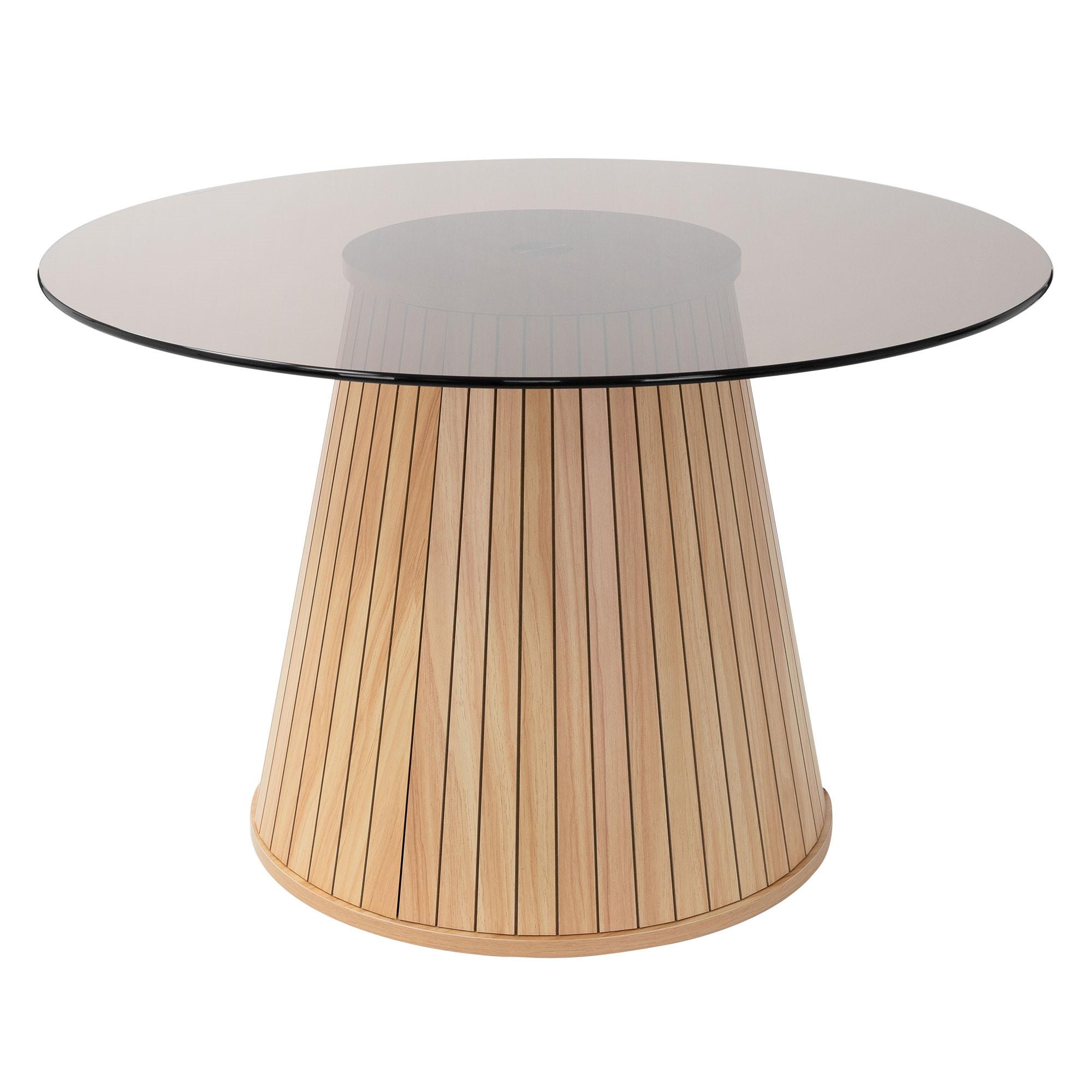 COUCHTISCH mit Glasplatte rund Ø80x50 cm Holz-Optik Braun - Braun, Holz (80/80/50cm) - ML-DESIGN