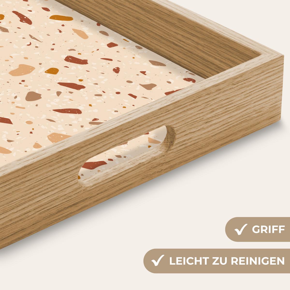 TABLETT Terrazzo - Muster - Bunt - Stein 50x35 cm - Beige, Holz (50/5/5cm) - OnlyWow