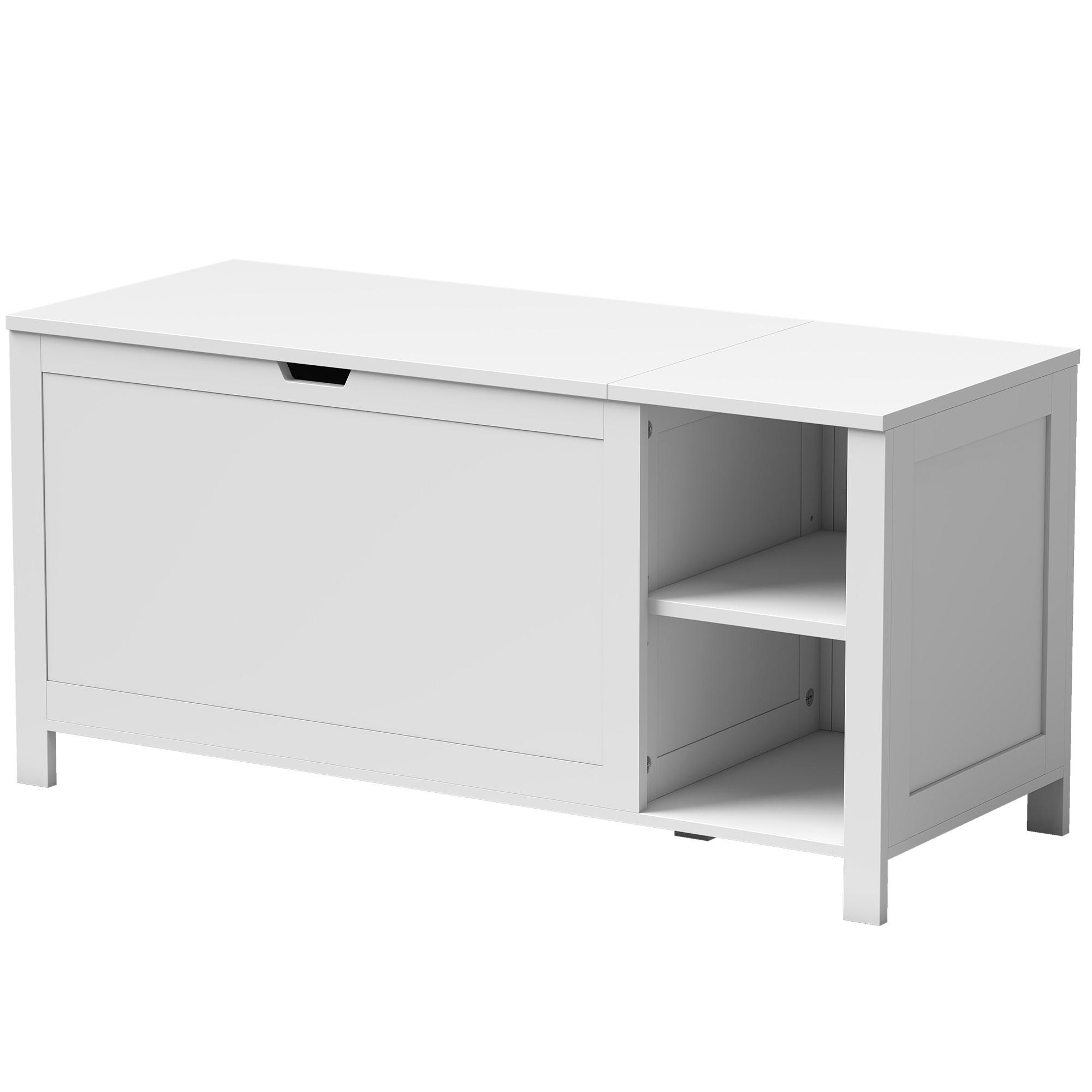 SCHUHBANK MDF Holz Weiß - Weiß, Holz/Holzwerkstoff (40/48.5/100cm) - HOMCOM