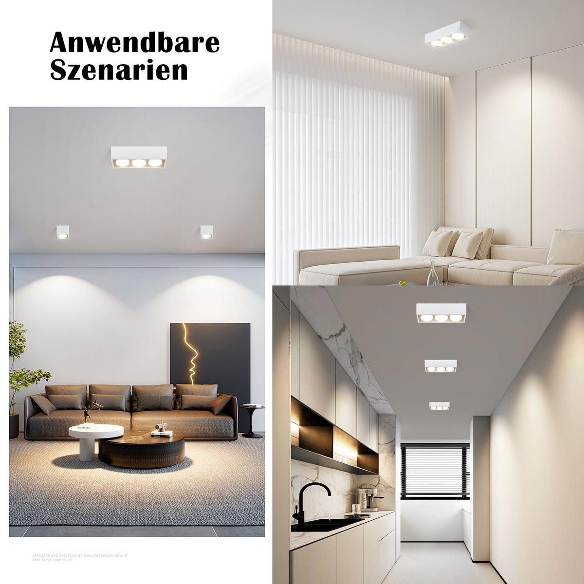 LED-DECKENLEUCHTE Harmonie 3-flammig 30/10/8 cm - Weiß, Metall (30/10/8cm) - Nettlife
