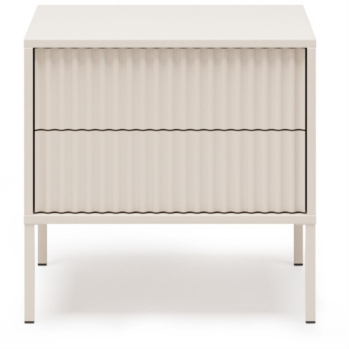 NACHTTISCH Noto mit 2 Schubladen und geriffelten Fronten, 54 cm - Kaschmir, Holzwerkstoff (54/38/53cm) - Beautysofa